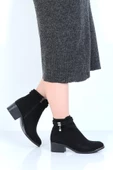 Ayakcenter 23-8019 Kösem Siyah Süet 5Cm Topuklu Kadın Bot thumbnail 1