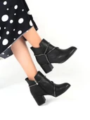 Ayakcenter 22-B17 Cilt Siyah Ayışığı 5 Cm Topuklu Kadın Bot thumbnail 1