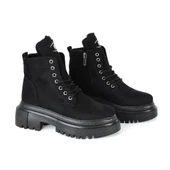 MP 222-3471Ft Siyah Nubuk Fermuarlı Kız Çocuk Düz Bot thumbnail 1