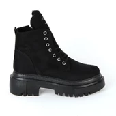 MP 222-3471Ft Siyah Nubuk Fermuarlı Kız Çocuk Düz Bot thumbnail 2