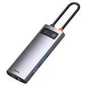 BASEUS METAL GLEAM 6IN1 CAHUB-CW0G TYPE-C HUB DOCK STATION ÇIKIŞ:3XUSB3.0/HDMI/TYPE-C/ETH RJ45 GİRİŞ:TYPE-C - 4