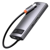 BASEUS METAL GLEAM 6IN1 CAHUB-CW0G TYPE-C HUB DOCK STATION ÇIKIŞ:3XUSB3.0/HDMI/TYPE-C/ETH RJ45 GİRİŞ:TYPE-C - 9