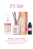 MİSEDOR 2 Li Set Gold Amber Çubuklu Oda Kokusu 120 ml & Oda Spreyi 330 ml - 2