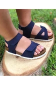 Unisex Çocuk Lacivert Hakiki Deri Ortopedik Sandalet - 1