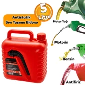 Boşaltma Borulu Plastik Antistatik Benzin Bidonu 5 Litre Akaryakıt Mazot Taşıma Doldurma Depolama - 1