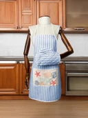 Mavi Beyaz Çizgili Cepli Deniz Temalı Mutfak Önlüğü thumbnail 1
