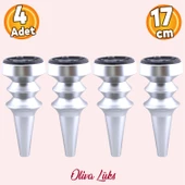 Oliva Mat Krom Gümüş 17 Cm Mobilya Kanepe Koltuk Tv Ünitesi Konsol Yükseltme Ayağı Ayakları 4 Adet - 1