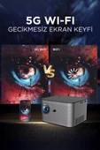 Torima  HY350 Gri Taşınabilir Sinema Projektörü 4K 1080P Ev Sineması Bluetooth Android Akıllı Projeksiyon Wifi - 2