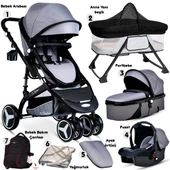 Baby Home 945 Paris Travel Sistem Bebek Arabası Anne Yanı Sepet Beşik 7'in 1 Full Takım - 2
