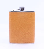 Turuncu Deri Kaplama Cep Matarası/Flask 8 OZ - 1