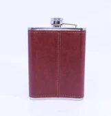 Kahverengi Deri Kaplama Cep Matarası/Flask 8 OZ - 6