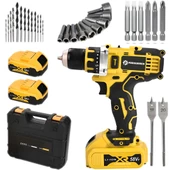 Prohummer PH-SM015 58vf Çift Akülü Şarjlı Matkap (Sarı) - 1