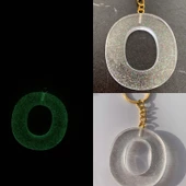 O Harfi Fosforlu Neon Yeşil Renk Parlak Simli Gold Aksesuarlı Anahtarlık El Yapımı Epoksi Hediyelik thumbnail 1