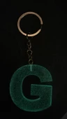 G Harfi Fosforlu Neon Yeşil Renk Parlak Simli Gold Aksesuarlı Anahtarlık El Yapımı Epoksi Hediyelik thumbnail 4