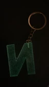 N Harfi Fosforlu Neon Yeşil Renk Parlak Simli Gold Aksesuarlı Anahtarlık El Yapımı Epoksi Hediyelik thumbnail 7