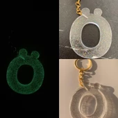 Ö Harfi Fosforlu Neon Yeşil Renk Parlak Simli Gold Aksesuarlı Anahtarlık El Yapımı Epoksi Hediyelik - 1