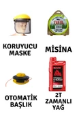 Motorlu Tırpan Seti Koruyucu Maske-Misina-Otomatik Başlık-Yağ - 1