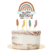 Retro Happy Bırthday Temalı Pasta Süsü Kürdan 5 li - 1