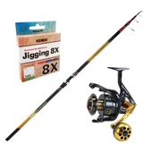 YekOutdoor Yüksek Kalite Olta Seti Okuma Savant Surf 420 cm 4 Parça Surf Kamışı&Okuma Salina SA-6000HA Blue 6+1BB Olta Makinesi - 1