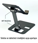 Metal Flexgrip Katlanabilir Tablet Telefon Tutacağı Standı 180°Ayarlanabilir Kauçuk Destekli - 7