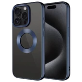 Apple iPhone 15 Pro Kılıf Tek Kamera Çerçeveli Logo Gösteren  Omega Kapak - 6