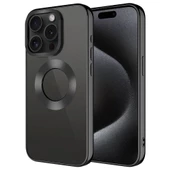 Apple iPhone 15 Pro Kılıf Tek Kamera Çerçeveli Logo Gösteren  Omega Kapak - 3