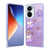 Tecno Camon 19 Pro Uyumlu Kılıf Parlayan Simli Kabartma Figürlü Cevze Kapak - 2