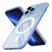 Apple iPhone 13 Pro Kılıf Wireless Şarj Özellikli  Krom Magsafe Silikon Kapak - 6
