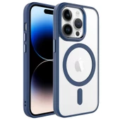Apple iPhone 14 Pro Max Kılıf Wireless Şarj Özellikli  Krom Magsafe Silikon Kapak - 1