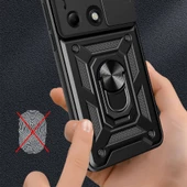 Xiaomi Poco M6 Pro 4G Kılıf Magnetik Standlı Kamera Korumalı  Sürgülü Vega Kapak - 11