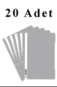 20 Adet A4 Gri Telli Dosya 1 Paket Ekonomik Kaliteli Telli Dosya Ofis Büro Okul - 1