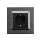 Ovivo Quantum Manyetik Gri Topraklı Priz + Çerçeve Dahil - 1