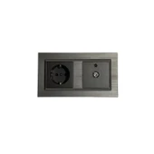 Quantum Manyetik Gri 2'li Set Topraklı Priz + Uydu (televizyon) Prizi - 1