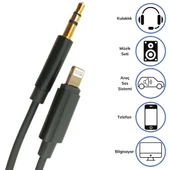 iPhone Lightning Aux Araç Dönüştürücü Ses Kablosu 3.5 mm Jack Girişli (4593) - 3
