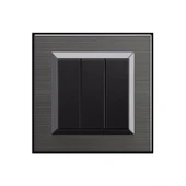 6 Adet Ovivo Quantum Manyetik Gri Üçlü Anahtar + Çerçeve Dahildir - 1