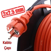 Plastik Makaralı Seyyar CCA Kablo 4 Prizli Monofaze Uzatma Kablosu 3x2.5 mm TTR Kablo 30 Metre thumbnail 4