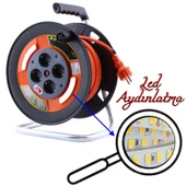 Plastik Makaralı Seyyar CCA Kablo 4 Prizli Monofaze Uzatma Kablosu 3x2.5 mm TTR Kablo 30 Metre thumbnail 3