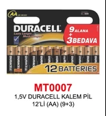 1,5V DURACELL KALEM PİL 12’Lİ (AA) (9+3) - 1
