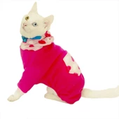 Pink Hearts Polar Kedi Tulumu Kedi Kıyafeti - 1