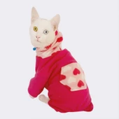 Pink Hearts Polar Kedi Tulumu Kedi Kıyafeti - 6