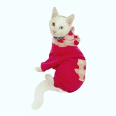 Pink Hearts Polar Kedi Tulumu Kedi Kıyafeti - 4