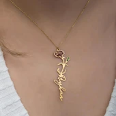 Gül Çiçeği 925 Gümüş İsimli Kolye thumbnail 3