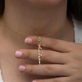 Çiçek Desenli 925 Gümüş İsimli Kolye thumbnail 2