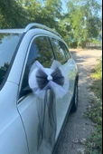 30 Adet Beyaz Siyah Kristal Tül Beyaz Latex Gül Kuyruk Detaylı Düğün Nikah Kına Sünnet Konvoy Süsü - 8