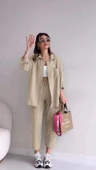 Keten Günlük İkili Takım Elbise Pantolon Gömlek - 1