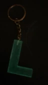 L Harfi Fosforlu Neon Yeşil Renk Parlak Simli Gold Aksesuarlı Anahtarlık El Yapımı Epoksi Hediyelik thumbnail 2