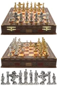 Cooper Chess Premium Büyük 36cm Masif Ahşap Kutulu Metal Satranç Takımı Altın Yunan Mitolojik Pegasus Satranç Set - 4