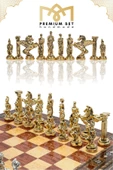 Cooper Chess Premium Büyük 36cm Masif Ahşap Kutulu Metal Satranç Takımı Altın Yunan Mitolojik Pegasus Satranç Set - 8