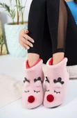 Albishoes Kadın Geyik Figürlü Ev Botu Panduf Anne Çocuk Yumuşak Rahat Sessiz Taban Ev Ayakkabısı - 1