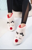 Albishoes Kadın Geyik Figürlü Ev Botu Panduf Anne Çocuk Yumuşak Rahat Sessiz Taban Ev Ayakkabısı - 1